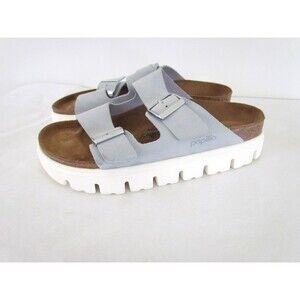 Papillio by Birkenstock Platform Sandals 42 Powder Blue Suede Chunky Sole
